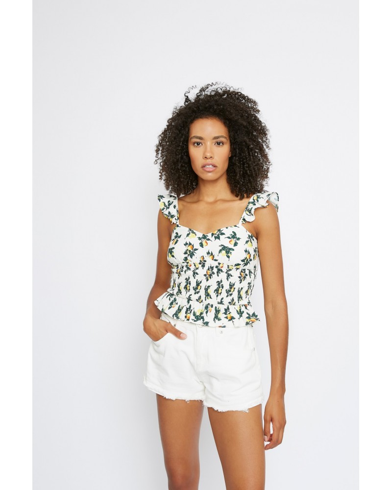 GLAMOROUS TOP LEMON AND PEAR PRINT AN3919