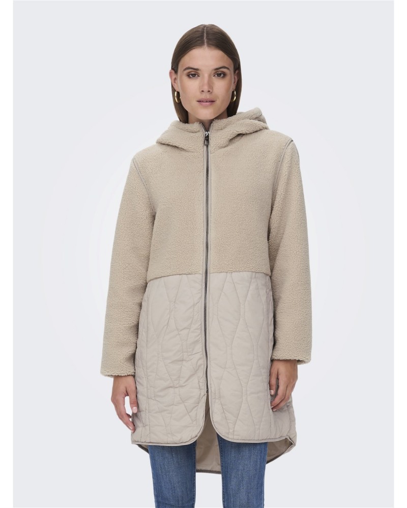 Only onltinka teddy quilt hood coat cc otw 15260242