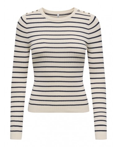 Only Onlmila ls stripe button o-neck cc knt 15335111