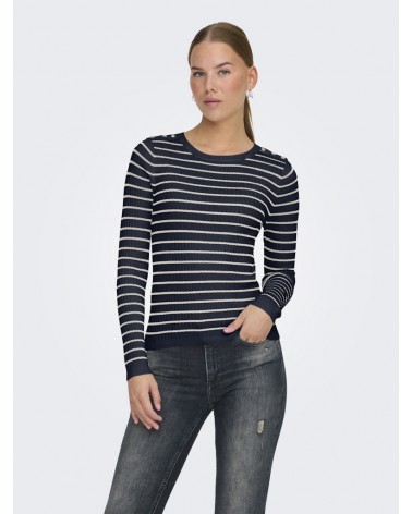 Only Onlmila ls stripe button o-neck cc knt 15335111