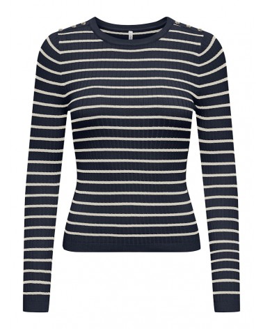 Only Onlmila ls stripe button o-neck cc knt 15335111