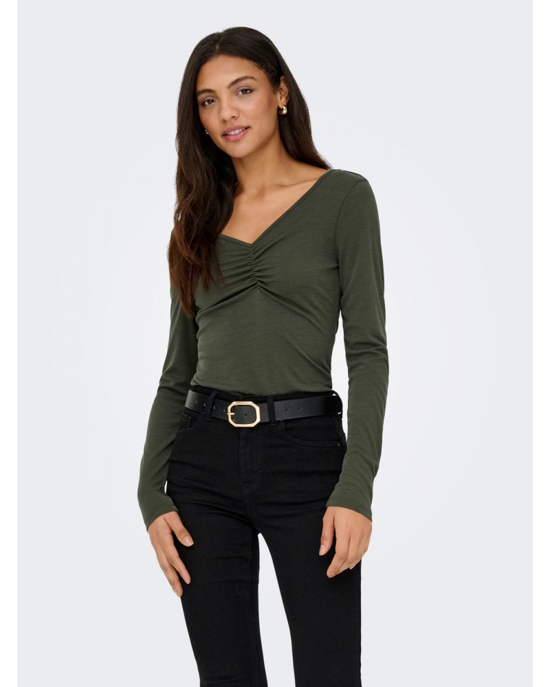 Only Onlfree life l/s slub rib v-neck pri jrs 15371471