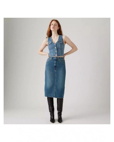 Levis Back Slit Skirt Med Indigo 001VH0006