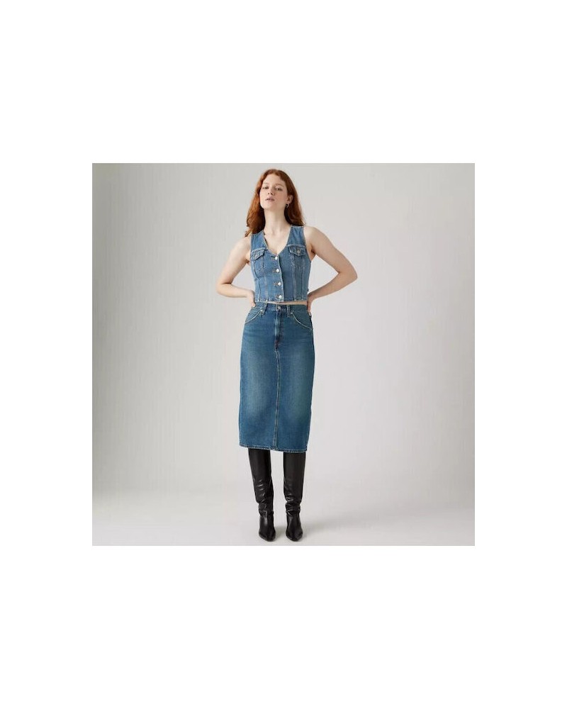 Levis Back Slit Skirt Med Indigo 001VH0006