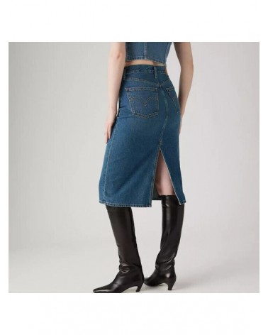 Levis Back Slit Skirt Med Indigo 001VH0006