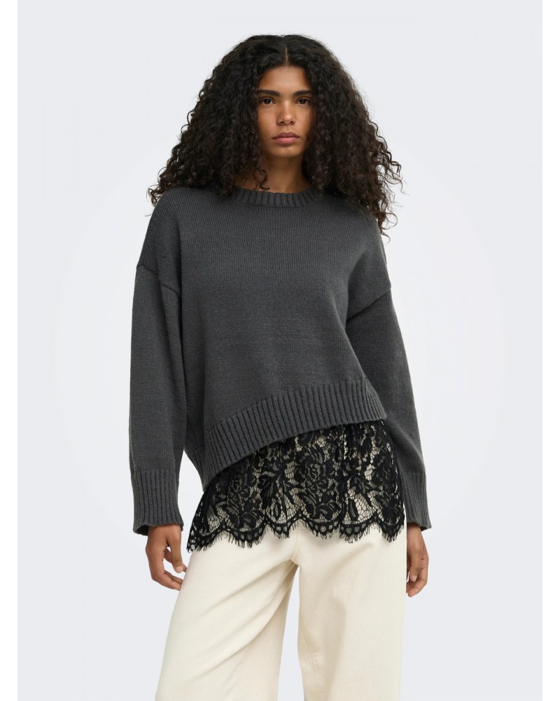 Only OnlLevie lace mix o-neck knt 15382505