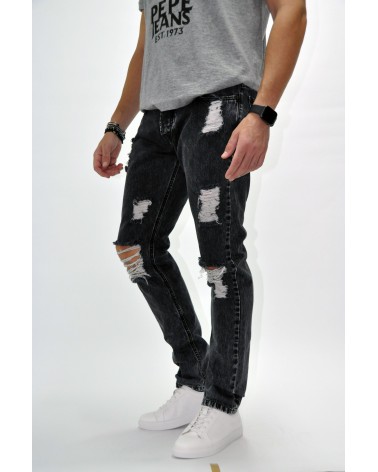 SALT&PEPPER - JEANS - DYLAN STRAIGHT BLACK PEARL RIPPED
