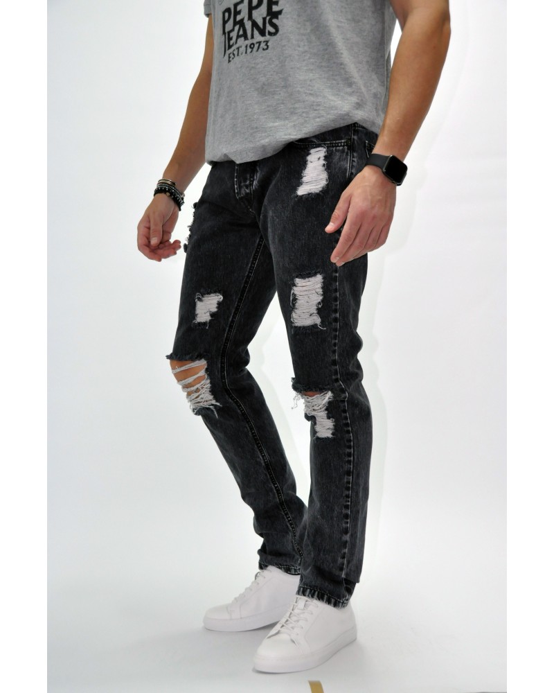 SALT&PEPPER - JEANS - DYLAN STRAIGHT BLACK PEARL RIPPED