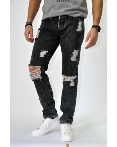 SALT&PEPPER - JEANS - DYLAN STRAIGHT BLACK PEARL RIPPED